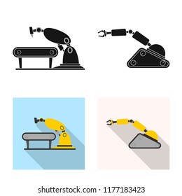 Isolated object of robot and factory symbol. Set of robot and space stock vector illustration.