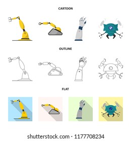Isolated object of robot and factory symbol. Collection of robot and space vector icon for stock.