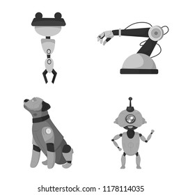 Isolated object of robot and factory symbol. Collection of robot and space vector icon for stock.