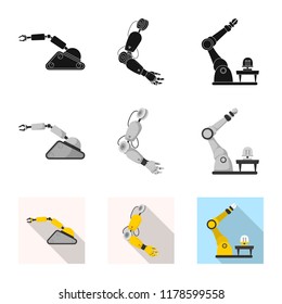 Isolated object of robot and factory symbol. Collection of robot and space vector icon for stock.