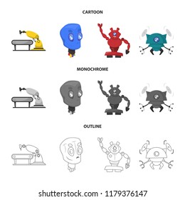 Isolated object of robot and factory symbol. Collection of robot and space stock symbol for web.