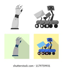 Isolated object of robot and factory symbol. Set of robot and space stock symbol for web.