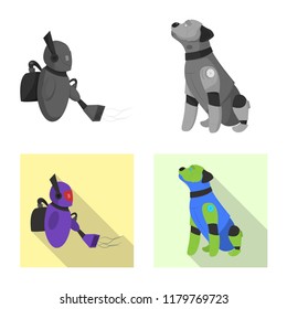 Isolated object of robot and factory symbol. Set of robot and space vector icon for stock.