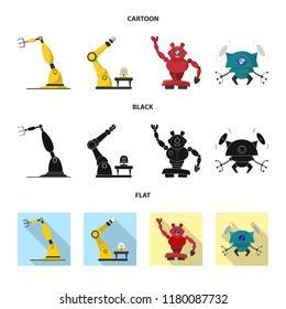 Isolated object of robot and factory symbol. Set of robot and space stock vector illustration.
