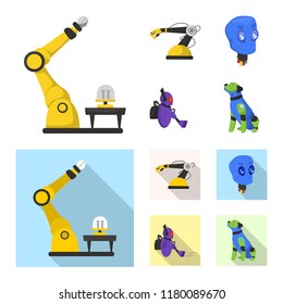 Isolated object of robot and factory symbol. Collection of robot and space stock symbol for web.