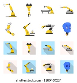 Isolated object of robot and factory symbol. Collection of robot and space stock vector illustration.