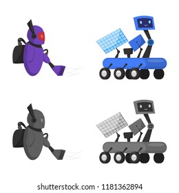 Isolated object of robot and factory symbol. Set of robot and space vector icon for stock.