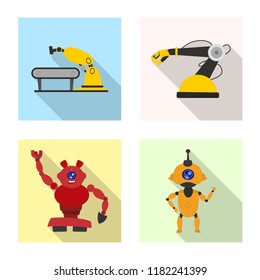 Isolated object of robot and factory symbol. Collection of robot and space stock symbol for web.