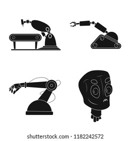 Isolated object of robot and factory symbol. Collection of robot and space stock vector illustration.