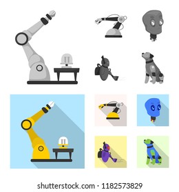 Isolated object of robot and factory symbol. Collection of robot and space stock vector illustration.