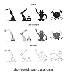 Isolated object of robot and factory symbol. Collection of robot and space stock symbol for web.