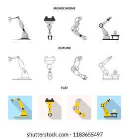 Isolated object of robot and factory symbol. Collection of robot and space stock symbol for web.