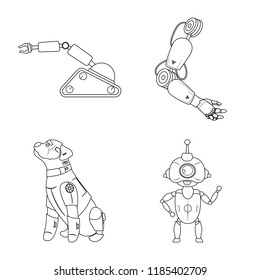 Isolated object of robot and factory symbol. Collection of robot and space vector icon for stock.