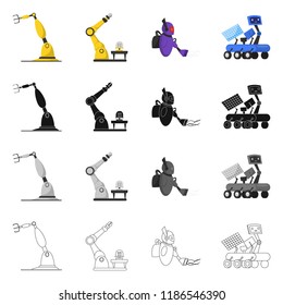 Isolated object of robot and factory symbol. Collection of robot and space stock symbol for web.