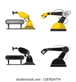 Isolated object of robot and factory symbol. Collection of robot and space stock symbol for web.