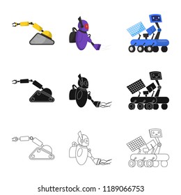Isolated object of robot and factory symbol. Set of robot and space stock vector illustration.