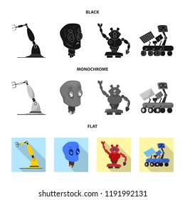 Isolated object of robot and factory symbol. Collection of robot and space stock vector illustration.