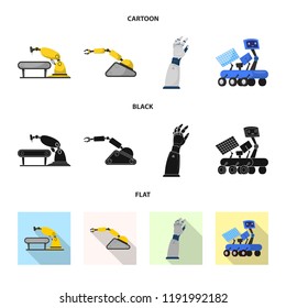 Isolated object of robot and factory symbol. Collection of robot and space stock vector illustration.