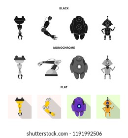 Isolated object of robot and factory symbol. Set of robot and space stock symbol for web.