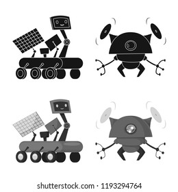 Isolated object of robot and factory symbol. Collection of robot and space stock symbol for web.