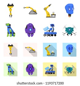 Isolated object of robot and factory symbol. Collection of robot and space vector icon for stock.