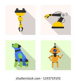 Isolated object of robot and factory symbol. Set of robot and space stock symbol for web.
