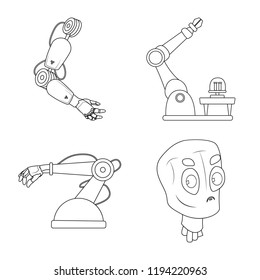 Isolated object of robot and factory symbol. Collection of robot and space stock symbol for web.
