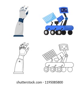 Isolated object of robot and factory symbol. Set of robot and space stock symbol for web.