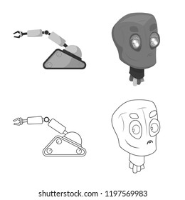 Isolated object of robot and factory symbol. Collection of robot and space vector icon for stock.