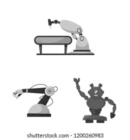 Isolated object of robot and factory symbol. Set of robot and space vector icon for stock.