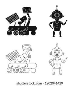 Isolated object of robot and factory symbol. Set of robot and space vector icon for stock.