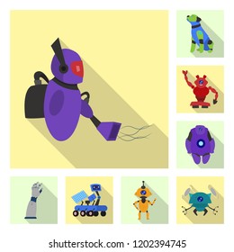 Isolated object of robot and factory symbol. Collection of robot and space vector icon for stock.