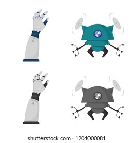 Isolated object of robot and factory symbol. Set of robot and space stock vector illustration.