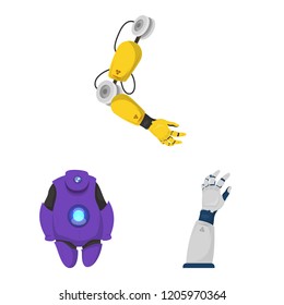 Isolated object of robot and factory symbol. Set of robot and space vector icon for stock.