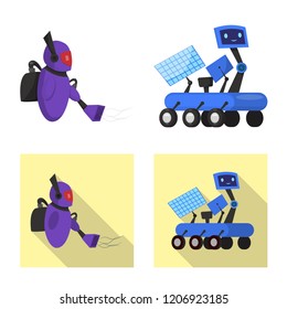 Isolated object of robot and factory symbol. Collection of robot and space vector icon for stock.