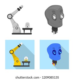 Isolated object of robot and factory symbol. Set of robot and space stock symbol for web.