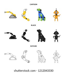 Isolated object of robot and factory symbol. Collection of robot and space stock symbol for web.