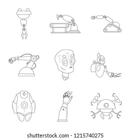 Isolated object of robot and factory symbol. Set of robot and space stock vector illustration.