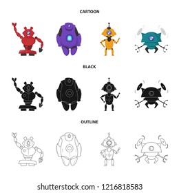 Isolated object of robot and factory symbol. Set of robot and space vector icon for stock.