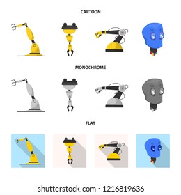 Isolated object of robot and factory symbol. Set of robot and space vector icon for stock.