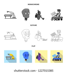 Isolated object of robot and factory symbol. Collection of robot and space stock symbol for web.