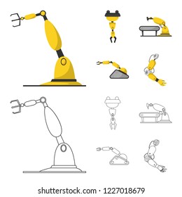 Isolated object of robot and factory symbol. Collection of robot and space stock vector illustration.