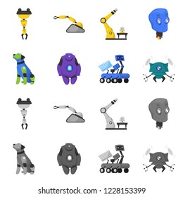Isolated object of robot and factory symbol. Set of robot and space vector icon for stock.