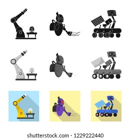 Isolated object of robot and factory symbol. Collection of robot and space vector icon for stock.