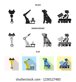 Isolated object of robot and factory symbol. Set of robot and space stock vector illustration.