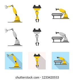 Isolated object of robot and factory symbol. Set of robot and space stock vector illustration.