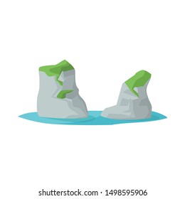 Isolated object of rock and bay icon. Collection of rock and vietnamese stock vector illustration.
