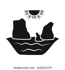 Isolated object of rock and bay logo. Graphic of rock and vietnamese vector icon for stock.
