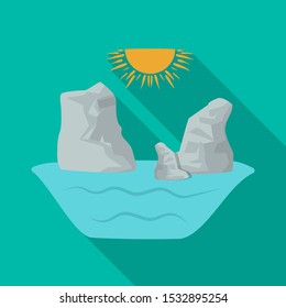 Isolated object of rock and bay symbol. Graphic of rock and vietnamese stock symbol for web.