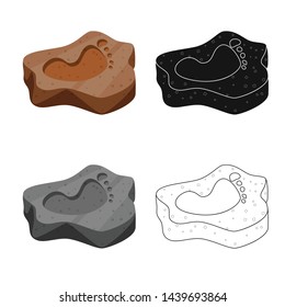 Isolated object of rock and imprint icon. Collection of rock and old vector icon for stock.